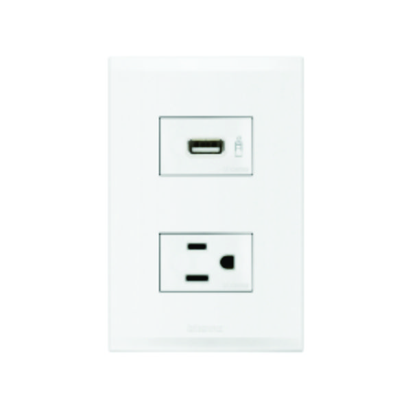 PLACA BLANCA C/ 1 CONTAC+ 1 USB FZ2231USBB FORZA2