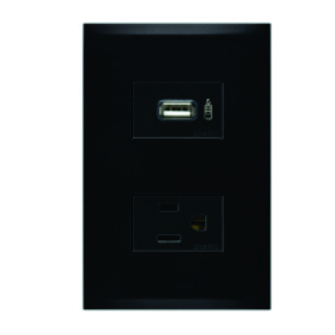 PLACA NEGRO C/CONTAC 1 USB FZ2231USBN FORZA2