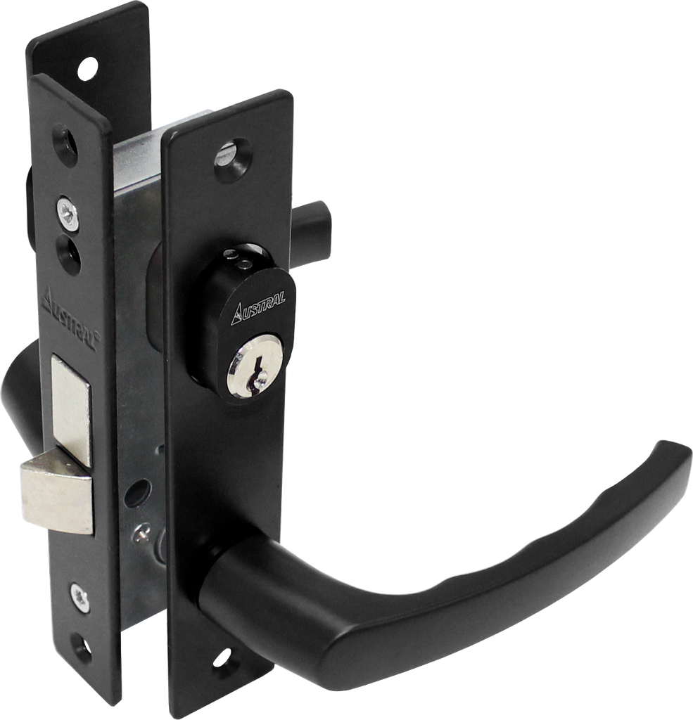 CERRADURA P/PUERTA ALUM.639-CD NEGRA AUSTRAL  